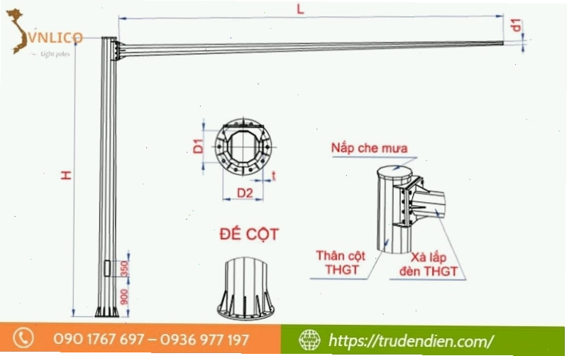 Hình ảnh minh họa cột đèn tín hiệu giao thông tại ngã tư đông đúc