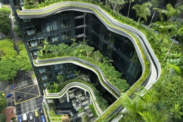 Hình ảnh Singapore xanh với cây cối bao phủ khắp các tòa nhà