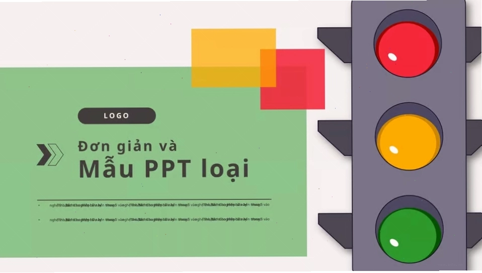 Hình nền powerpoint với biểu tượng đèn giao thông và cảnh báo an toàn