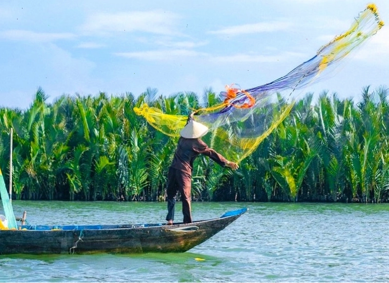 Hoạt động chèo lưới tại Rừng Dừa Cẩm Thanh