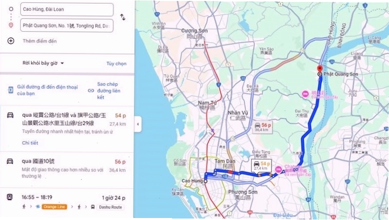 Hướng dẫn cách di chuyển đến chùa Phật Quang Sơn Tự dễ dàng