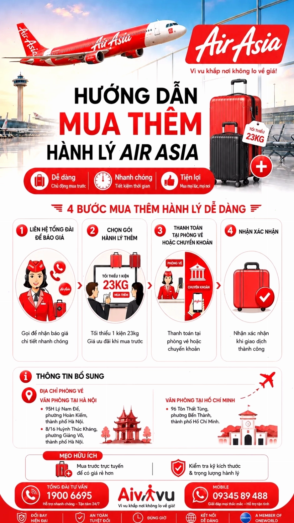 Hướng dẫn mua thêm hành lý Air Asia tiết kiệm và hiệu quả