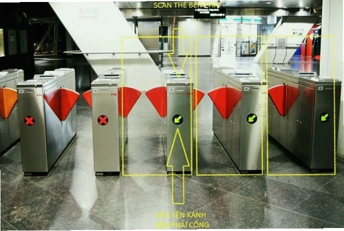 Hướng dẫn vào cổng ga tàu điện ngầm