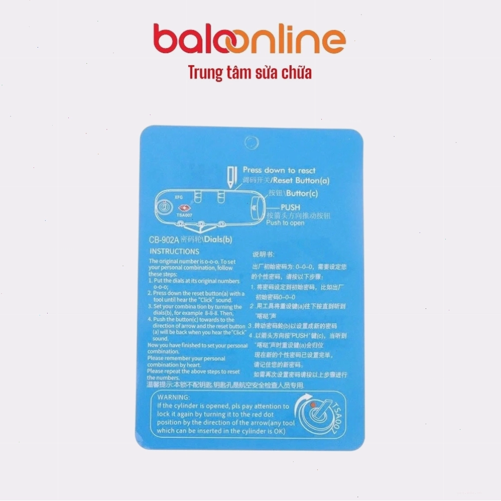 Khóa số vali kéo TSA an toàn N1