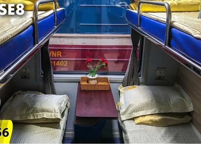Khoang giường nằm tàu SE8 sạch sẽ và tiện nghi