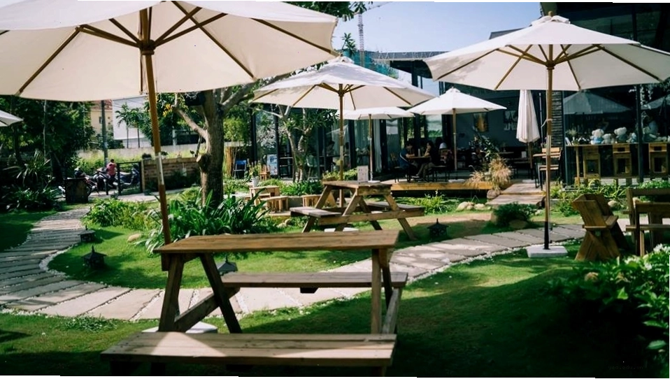 Không gian thiên nhiên của Green Garden Coffee với cây xanh bao phủ