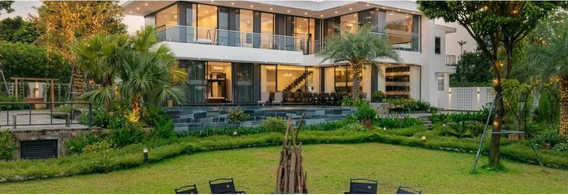 Không gian xanh mát bao quanh một căn biệt thự Ba Vì