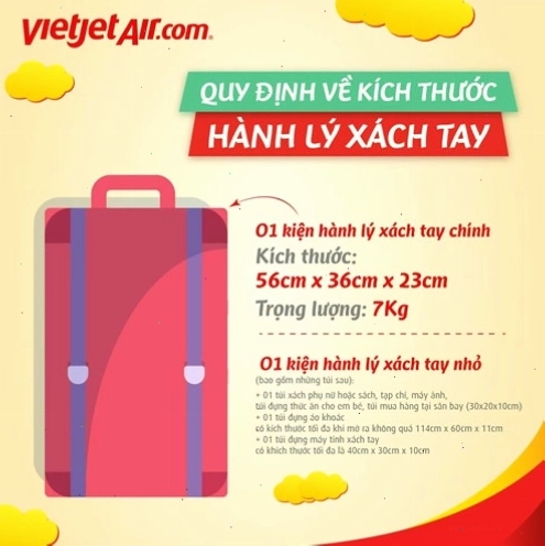 Kích thước vali xách tay của Vietjet Air