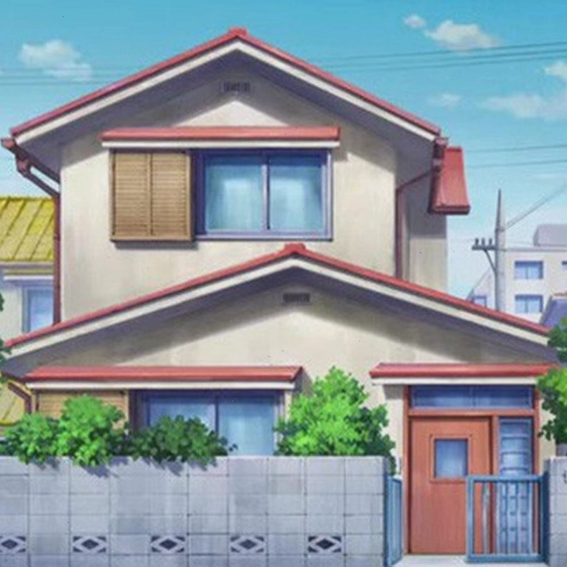 Lối vào nhà Nobita với tủ giày và cây trang trí