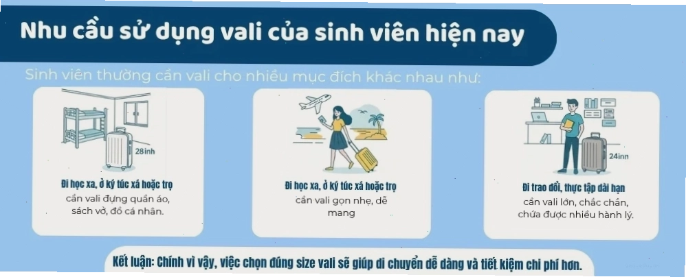 Lưu trữ đồ đạc trong vali size lớn cho sinh viên