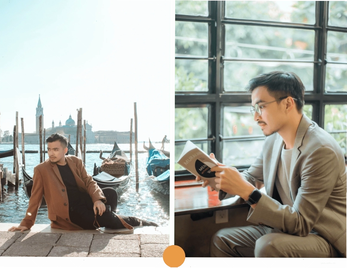 Lý Thành Cơ đang ghi lại khoảnh khắc trong một chuyến du lịch