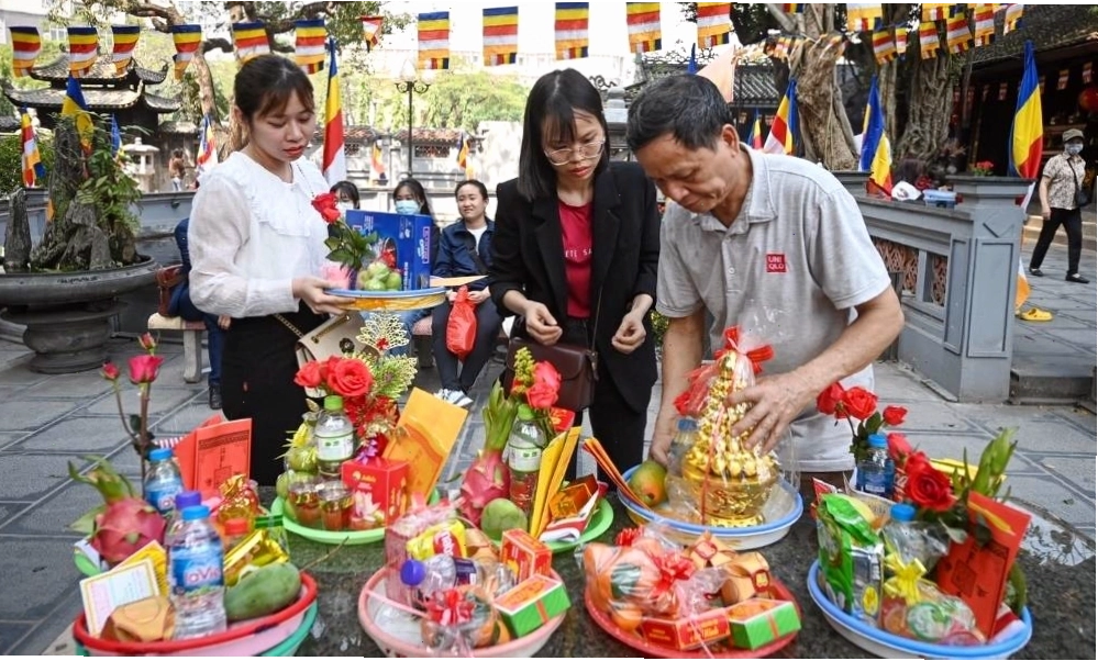 Mâm lễ được bày biện đẹp mắt