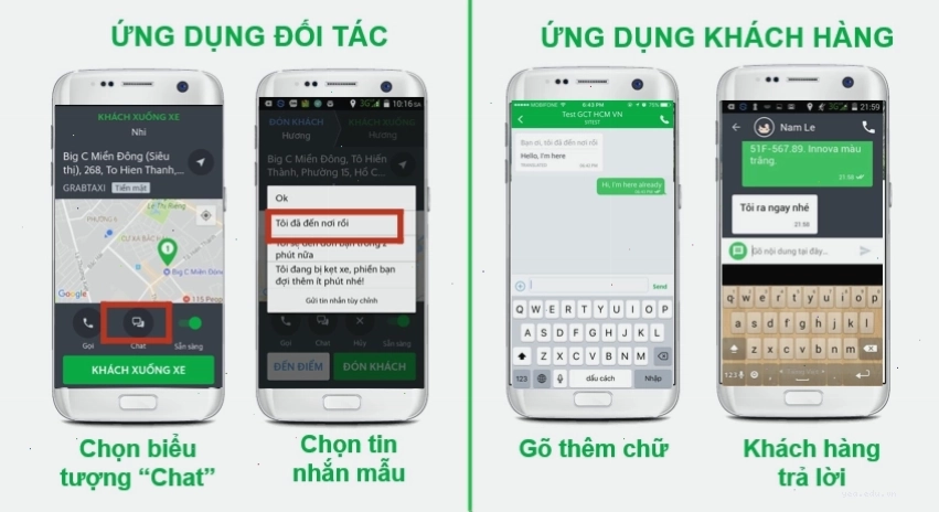 Màn hình nhận cuốc xe Grab hiển thị đầy đủ thông tin