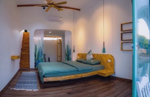 Mặt tiền Khách sạn Green Town Mộc Châu mang phong cách Santorini