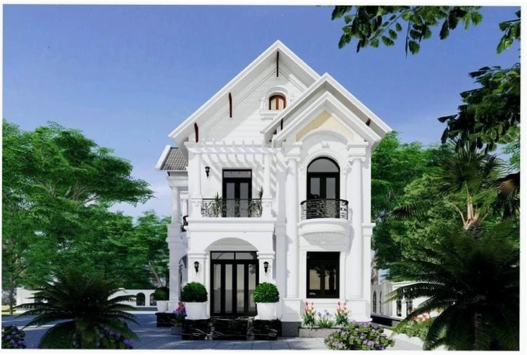 Mẫu nhà hai tầng đẹp và hiện đại với ban công thoáng đãng