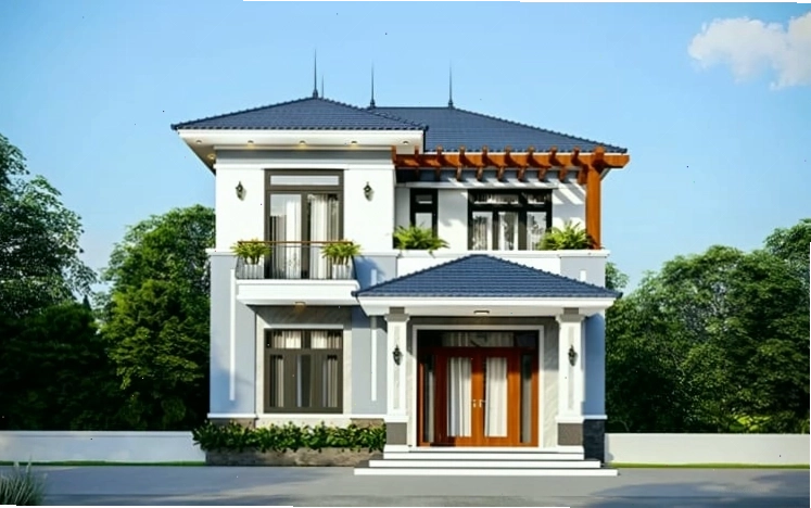 Mẫu nhà hai tầng hiện đại và sang trọng với hệ mái bằng