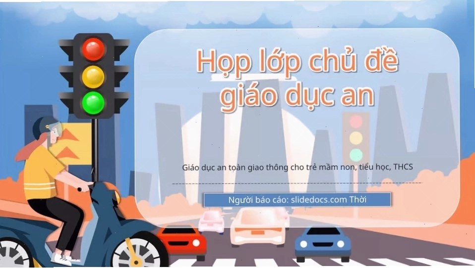 Mẫu powerpoint họp lớp chủ đề giáo dục an toàn giao thông hoạt hình