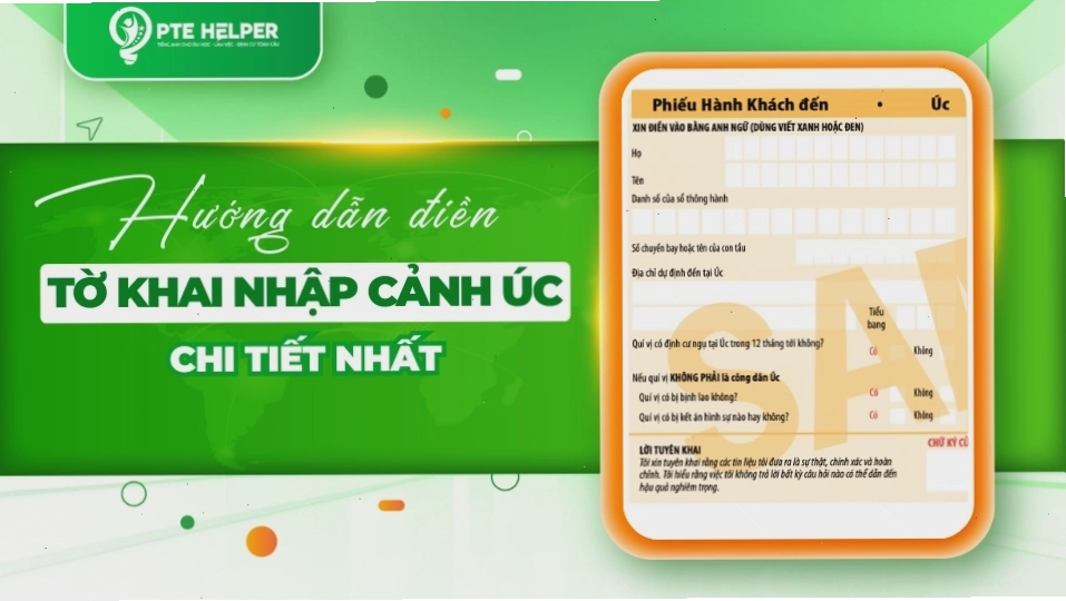 Mẫu tờ khai nhập cảnh Úc bản giấy