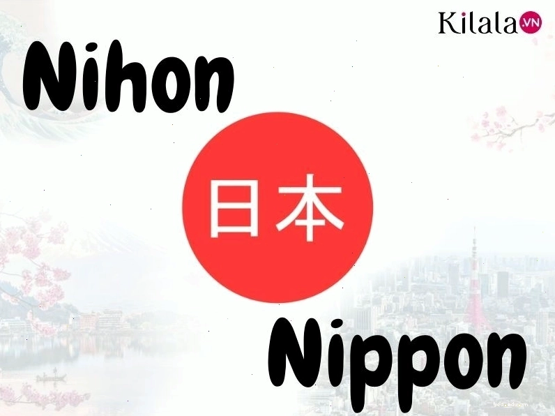 Minh họa chữ Kanji 日本 tượng trưng cho Nhật Bản và ý nghĩa mặt trời mọc