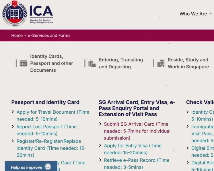Minh họa thời gian nộp SG Arrival Card