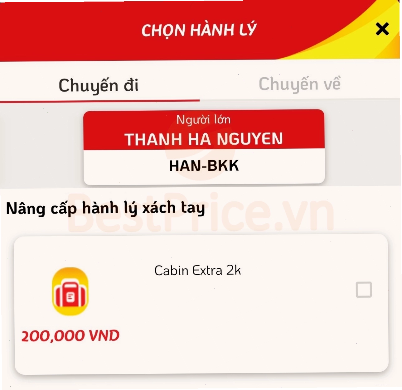 Mua thêm hành lý xách tay Vietjet Air