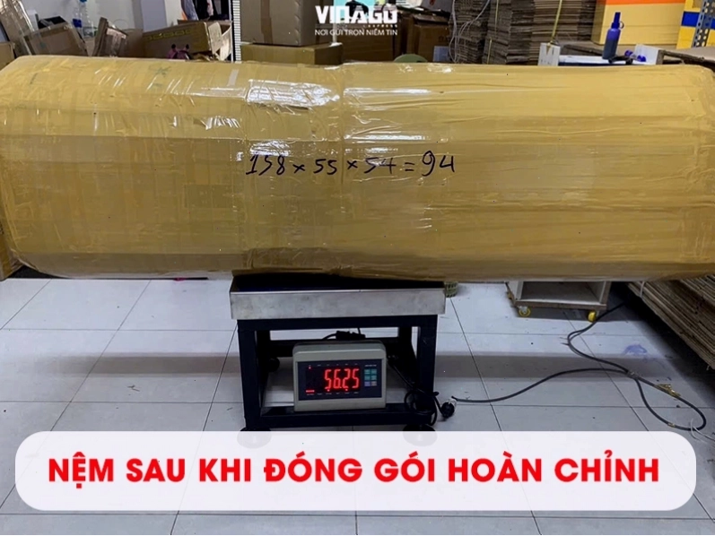 Nệm sau khi đóng gói hoàn chỉnh sẵn sàng vận chuyển