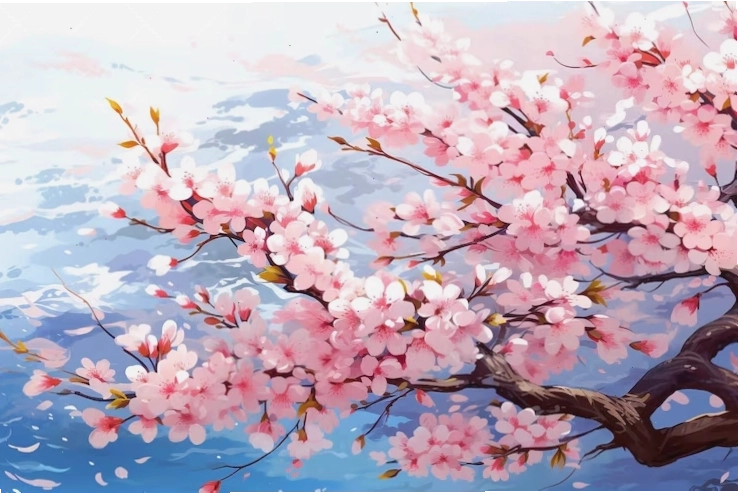 Nền mùa xuân vẽ tay