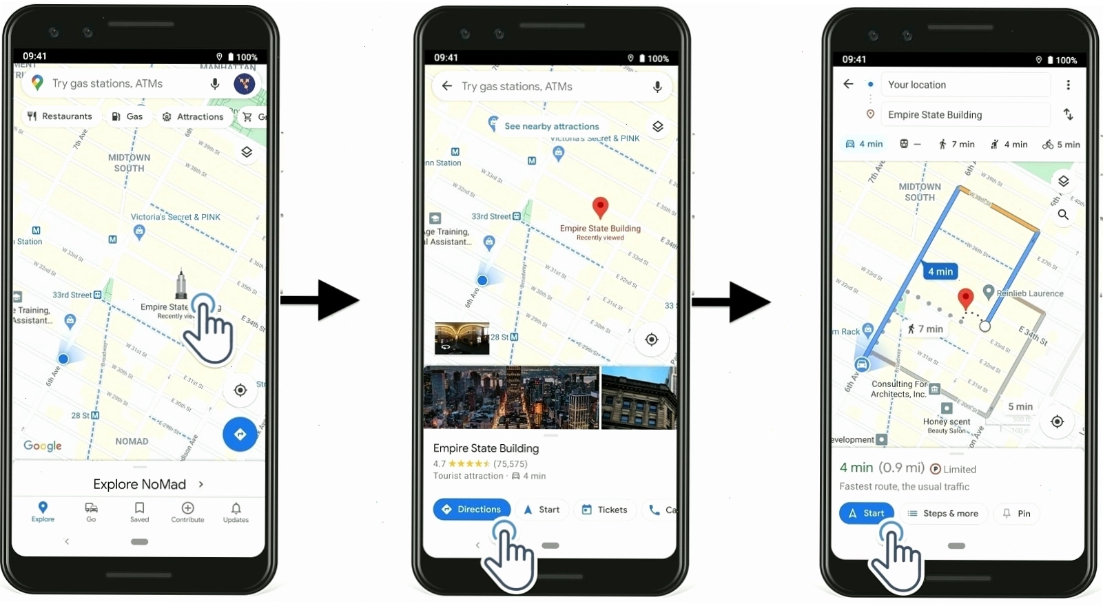 Người dùng đang sử dụng điện thoại để plan a route