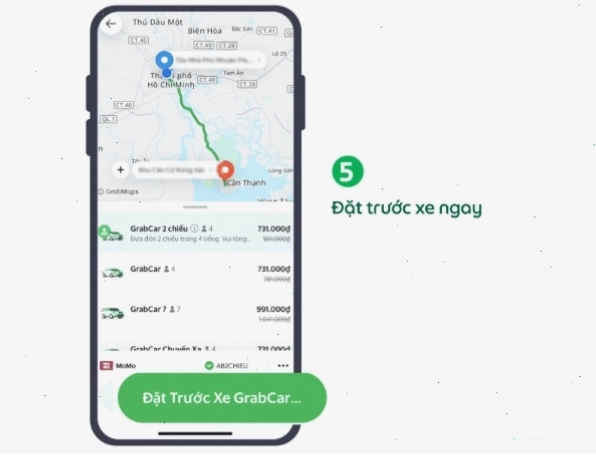 Nhấn Đặt trước xe ngay