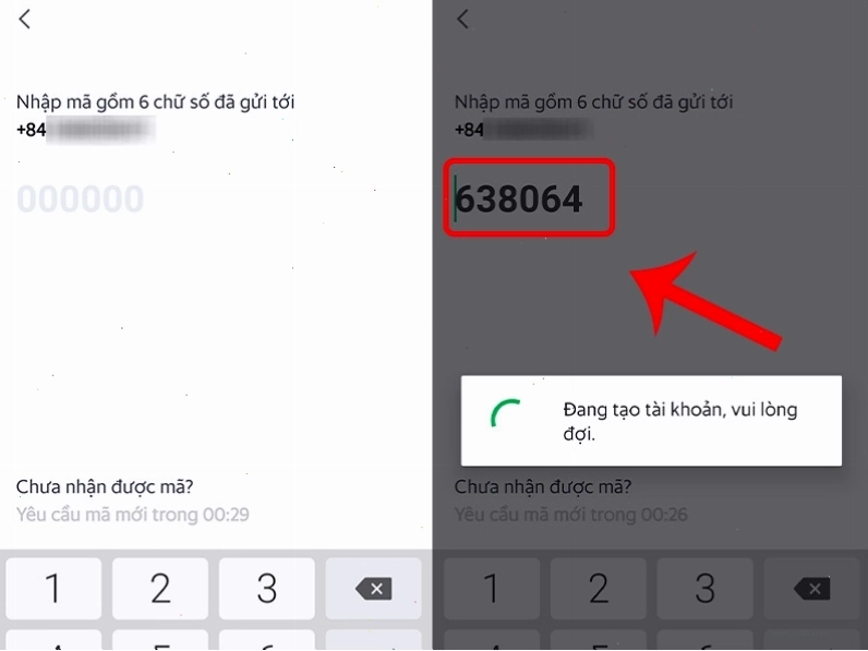 Nhập mã xác nhận OTP để hoàn tất đăng ký tài khoản Grab