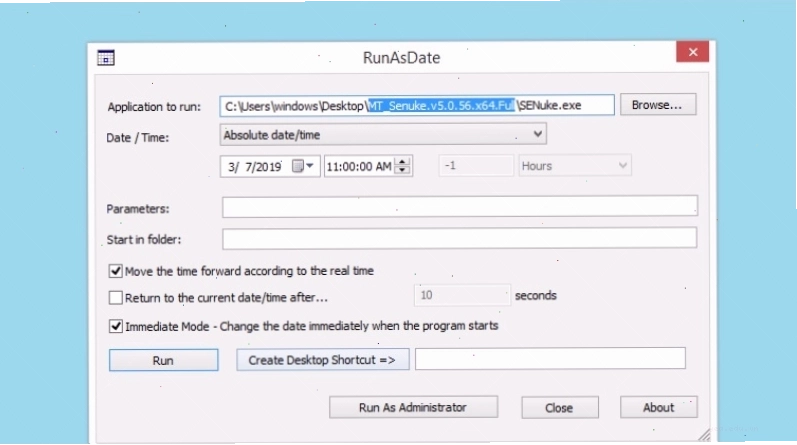 NirSoft RunAsDate giải pháp kéo dài thời gian dùng thử phần mềm
