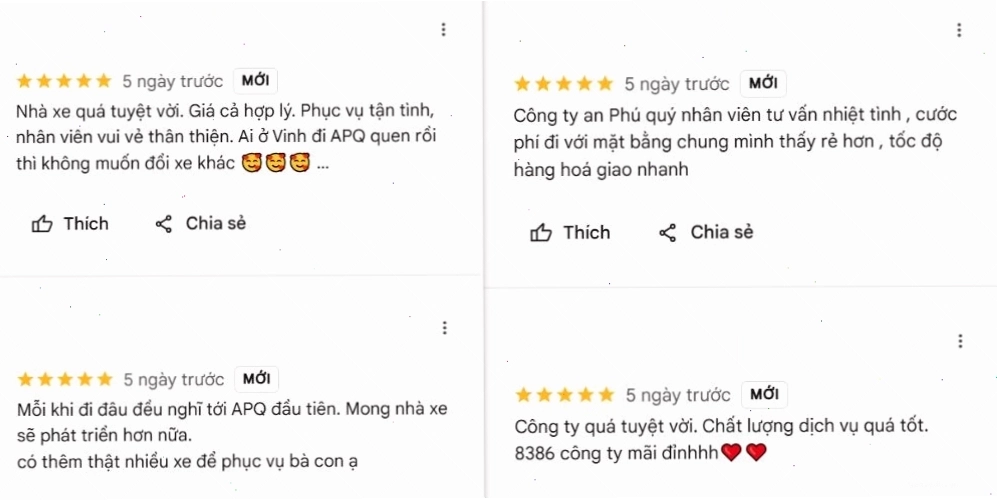 Phản hồi tích cực của khách hàng về nhà xe An Phú Quý