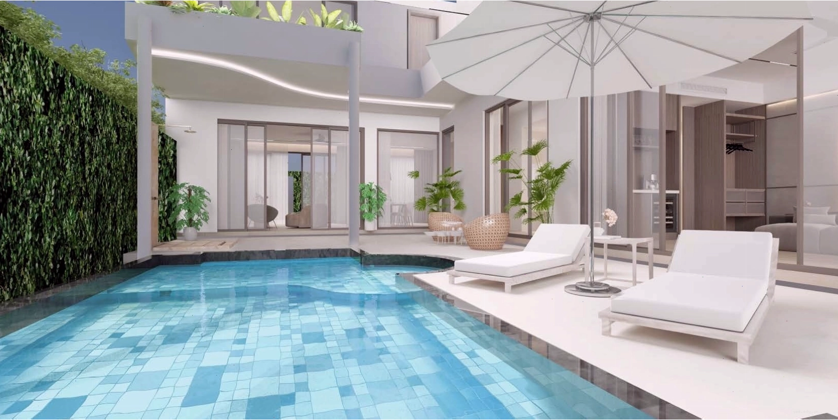 Phối cảnh hồ bơi tại khu biệt thự villas của Pullman Quảng Bình