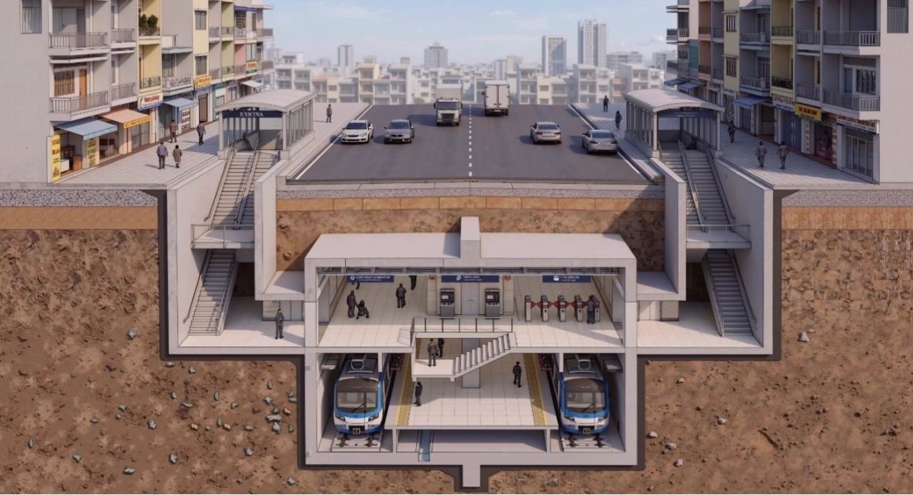 Phối cảnh tuyến Metro Bình Dương đoạn đi ngầm tại khu vực ga