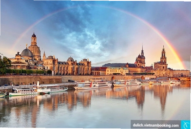Phong cảnh Dresden mùa thu bên sông Elbe