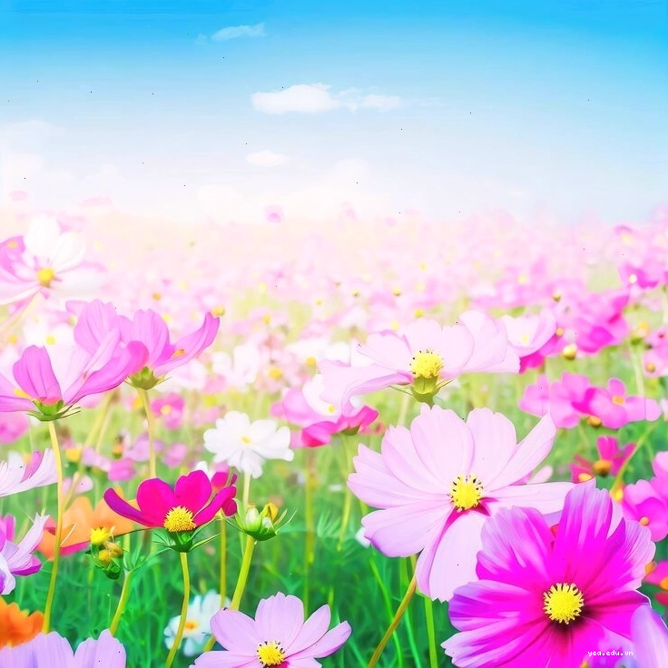 Photo phong cảnh cánh đồng hoa cosmos tuyệt đẹp và kỳ diệu