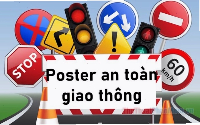 Poster an toàn giao thông với thông điệp dừng đèn đỏ
