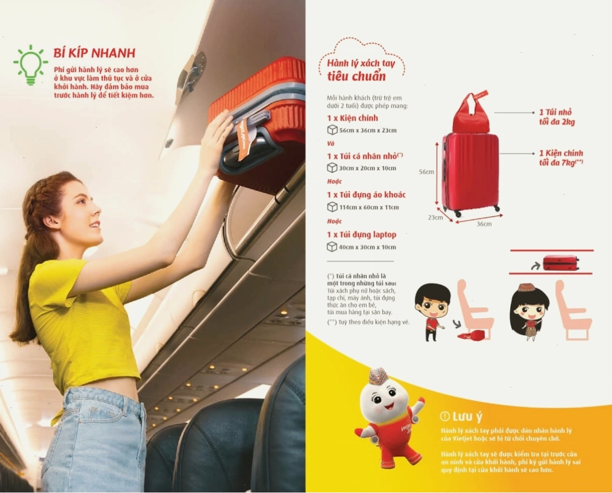 Quy định hành lý Vietjet Air xách tay