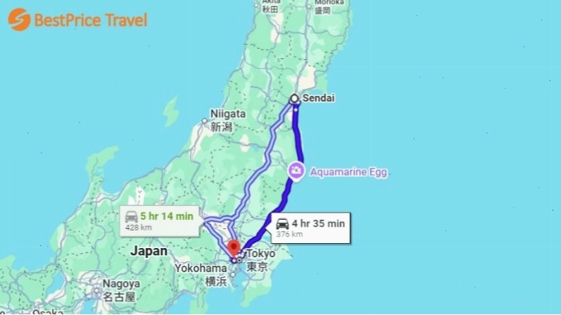 Sendai cách Tokyo khoảng 376 km về phía Bắc, thuận tiện cho việc di chuyển.