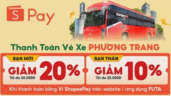 ShopeePay ưu đãi vé xe Phương Trang