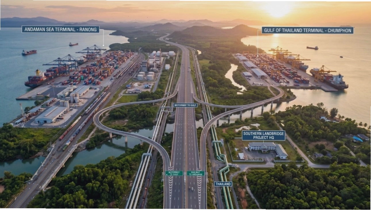 Sơ đồ kết nối hai cảng biển của dự án Southern Land Bridge