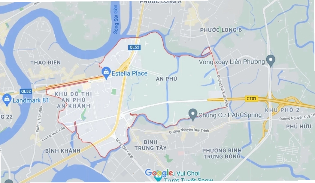 Sơ đồ minh họa phần còn lại của phường An Phú cũ sáp nhập vào phường An Khánh mới