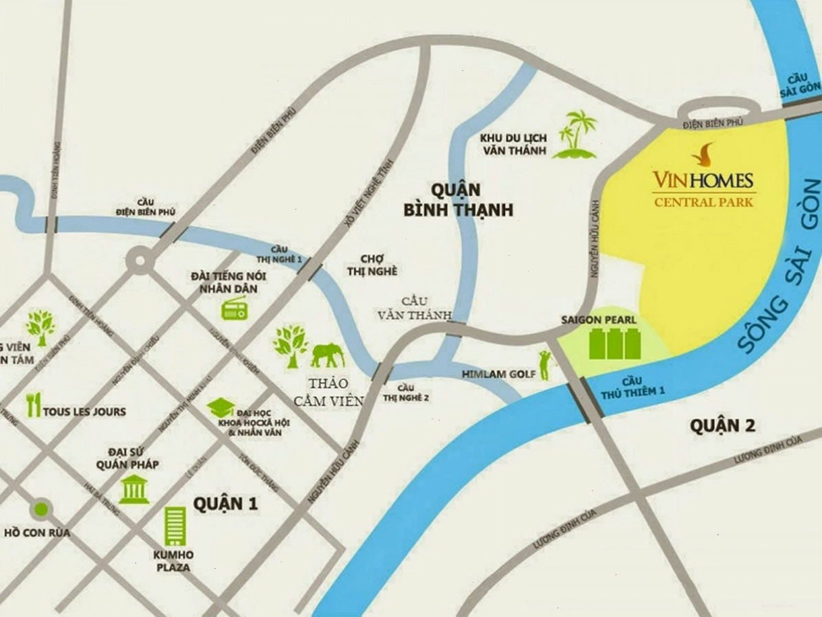 Sơ đồ vị trí đắc địa của Landmark 81 Nguyễn Hữu Cảnh