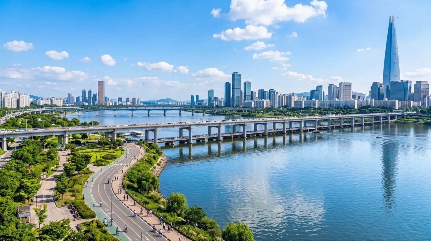 Sông Hàn với các cây cầu dài ở Seoul