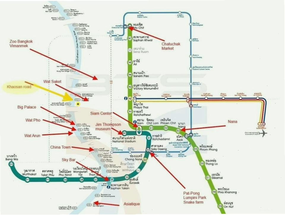 Sử dụng bản đồ tàu điện BTS khi di chuyển tại Bangkok