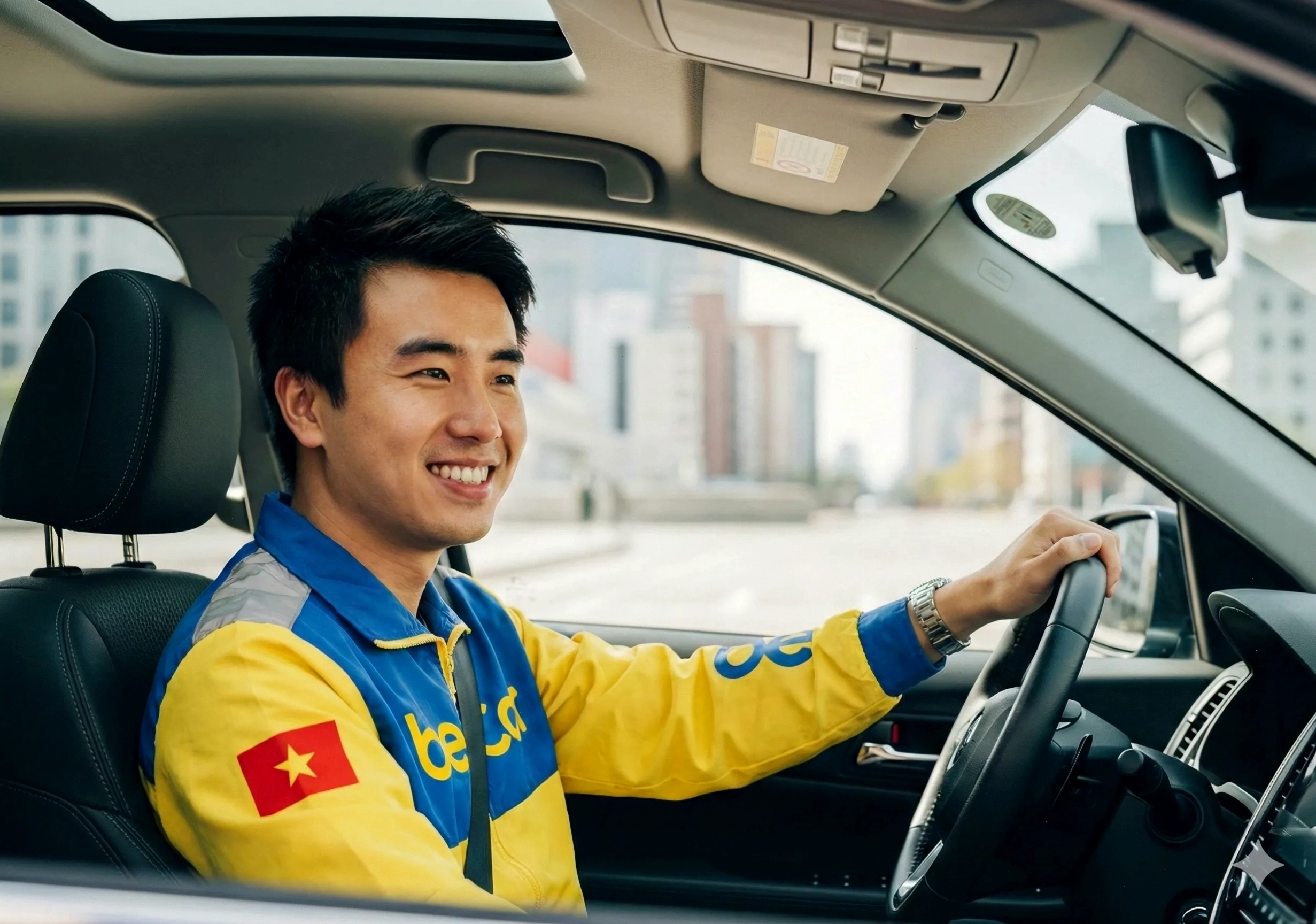 Tài xế Be đang điều khiển xe trên đường