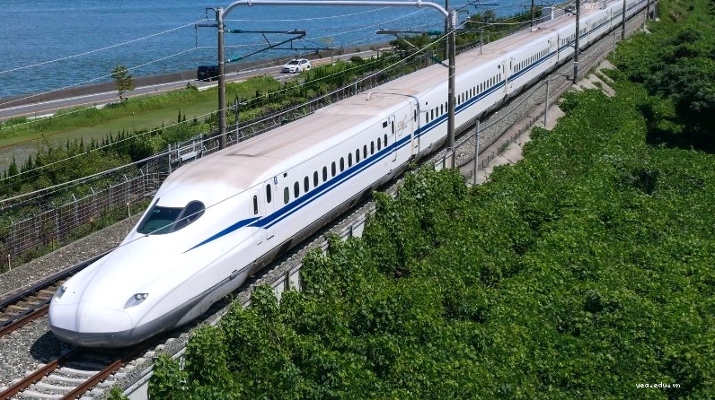 Tàu Shinkansen lướt trên đường ray
