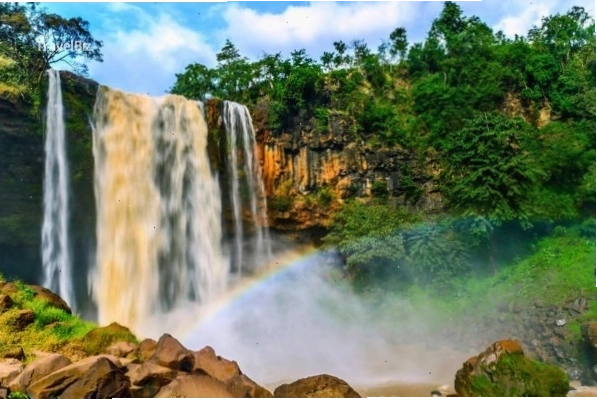 Thác Phú Cường hùng vĩ đổ xuống từ vách đá giữa rừng nguyên sinh