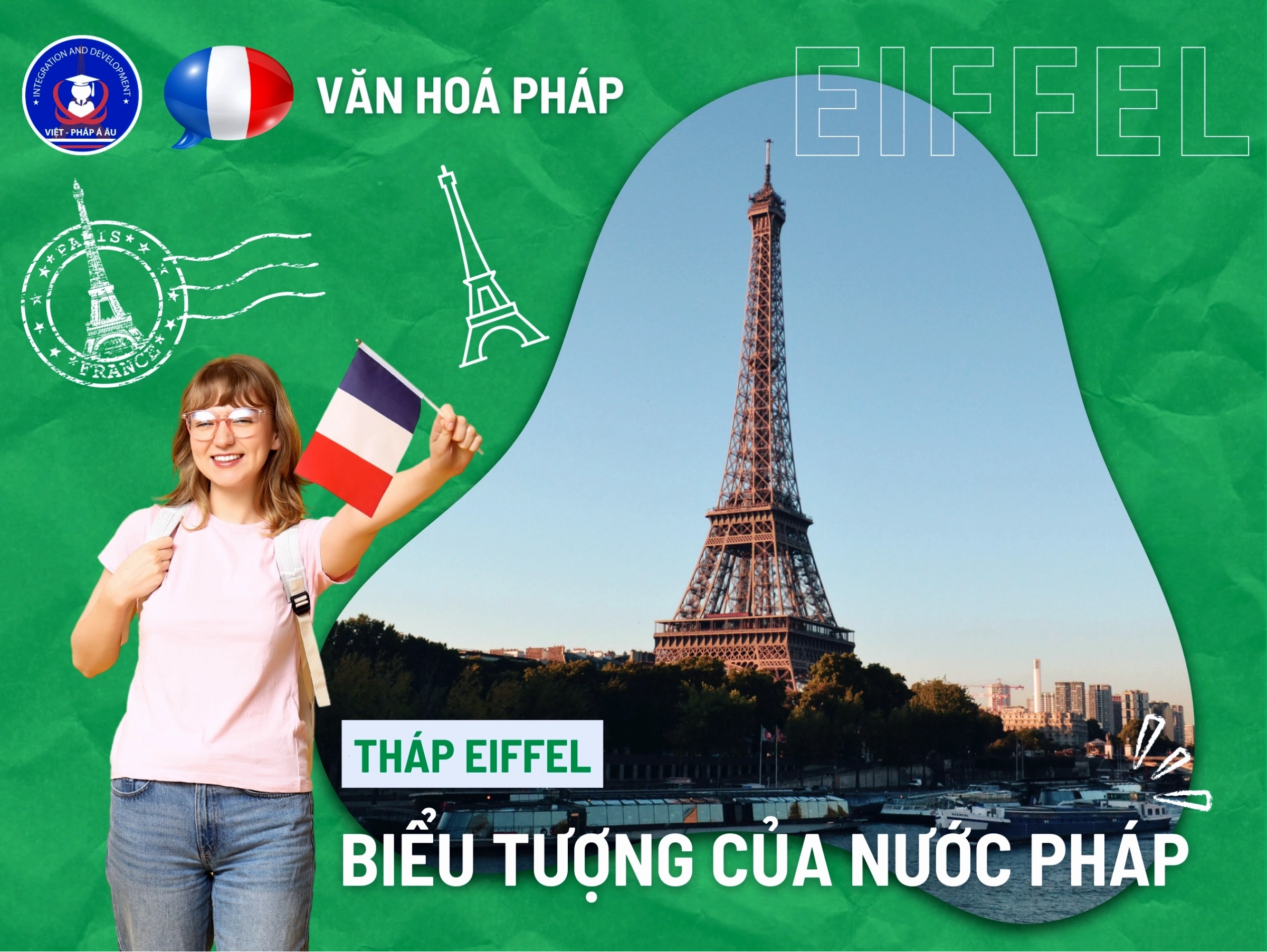 Tháp Eiffel lung linh dưới ánh đèn