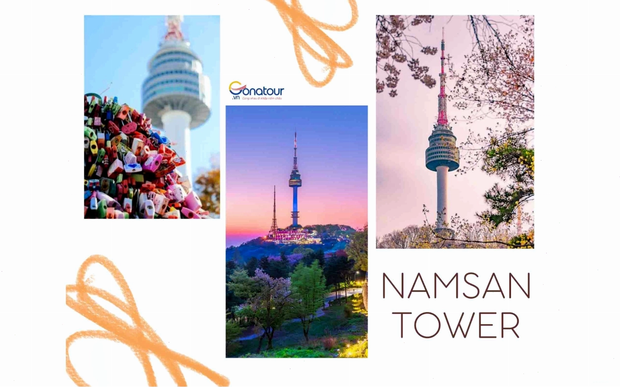 Tháp Namsan nhìn từ xa với khung cảnh thành phố Seoul